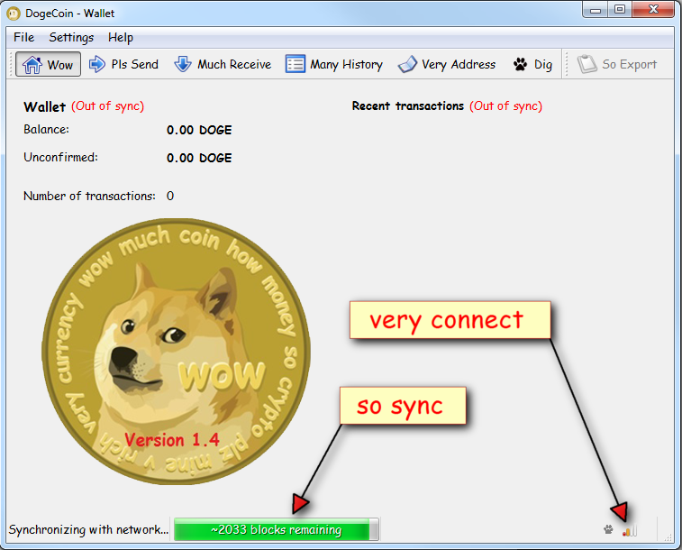 Dogecoin not connected yet